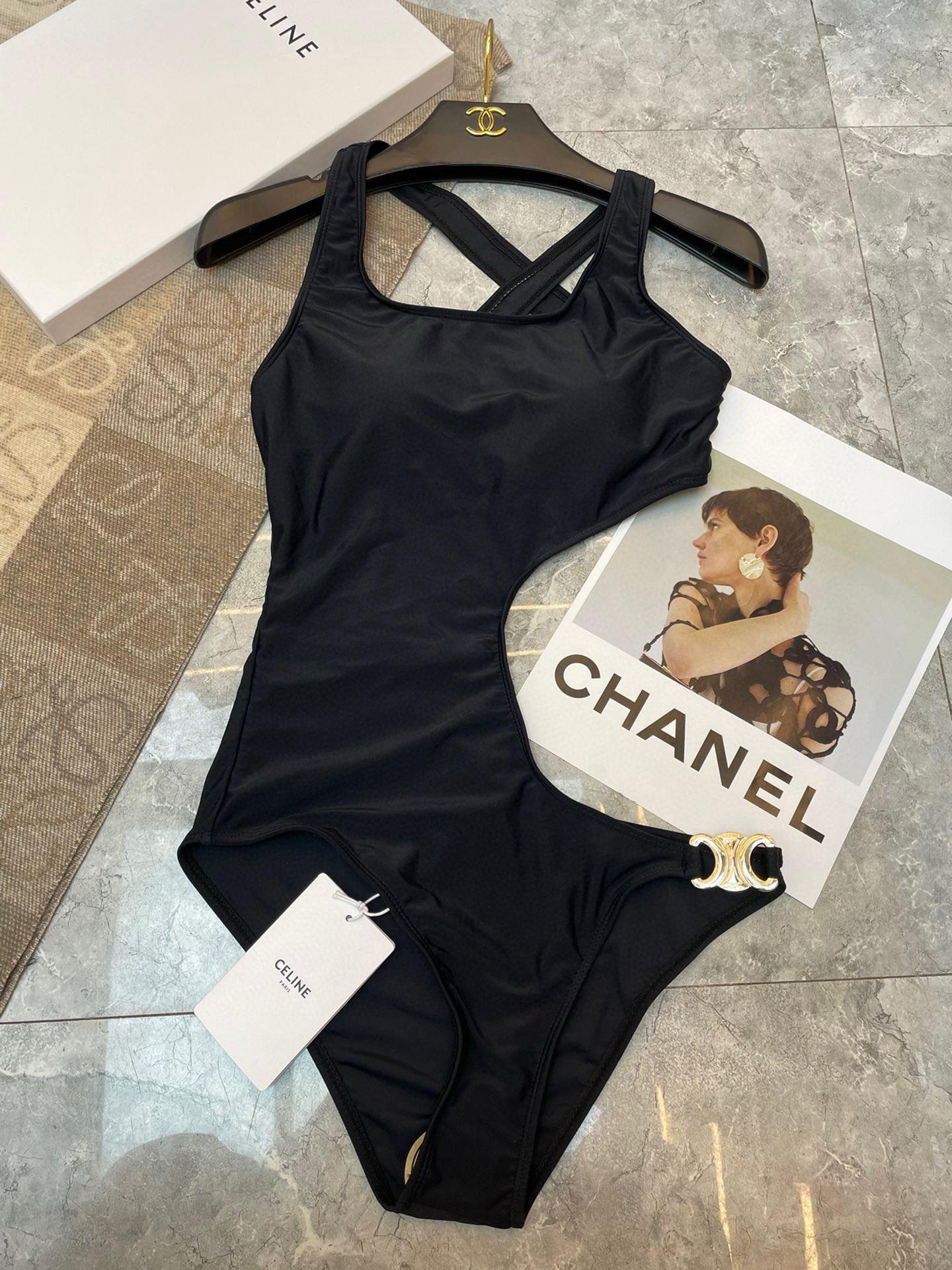 Celine Black 1 Piece Swimsuit - Dive Into Lux